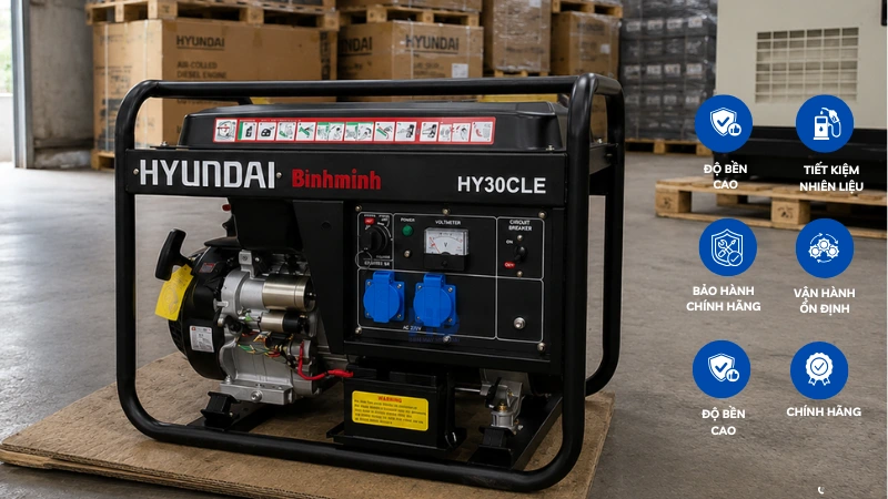 Máy phát điện chạy xăng 2.3kVA Hyundai HY30CLE