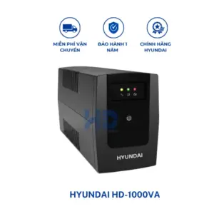 Bộ lưu điện UPS HYUNDAI HD1000VA chính hãng, công suất 1000VA, cung cấp nguồn điện dự phòng ổn định, bảo vệ thiết bị điện hiệu quả.