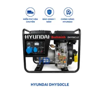Máy phát điện diesel công suất tối đa 4.6KVA HYUNDAI DHY50CLE chính hãng, tiết kiệm nhiên liệu, vận hành ổn định, phù hợp cho gia đình và cửa hàng.