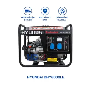 Máy phát điện diesel công suất tối đa 5.5KVA HYUNDAI DHY6000LE chính hãng, tiết kiệm nhiên liệu, vận hành bền bỉ, phù hợp cho gia đình và doanh nghiệp.