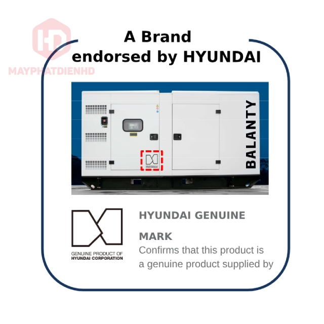 Logo xác nhận “HYUNDAI GENUINE MARK” – cam kết chính hãng từ Hyundai Corporation