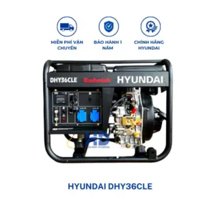 Máy phát điện diesel công suất tối đa 3.0KVA HYUNDAI DHY36CLE chính hãng, tiết kiệm nhiên liệu, vận hành ổn định, phù hợp cho gia đình và cửa hàng