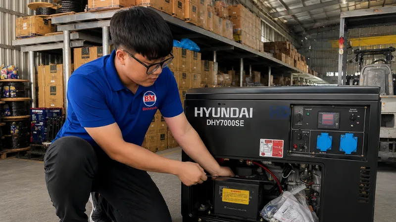 Máy phát điện 6kVA Hyundai DHY7000LE chính hãng