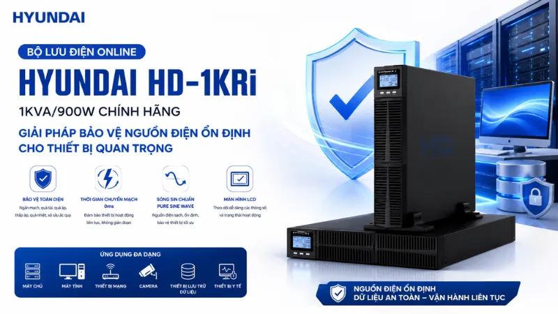 Bộ lưu điện Online Hyundai HD-1KRi 1KVA/900W chính hãng