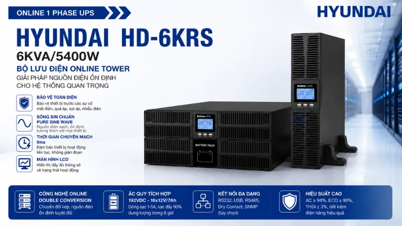 bộ lưu điện Online Hyundai HD-6KRS