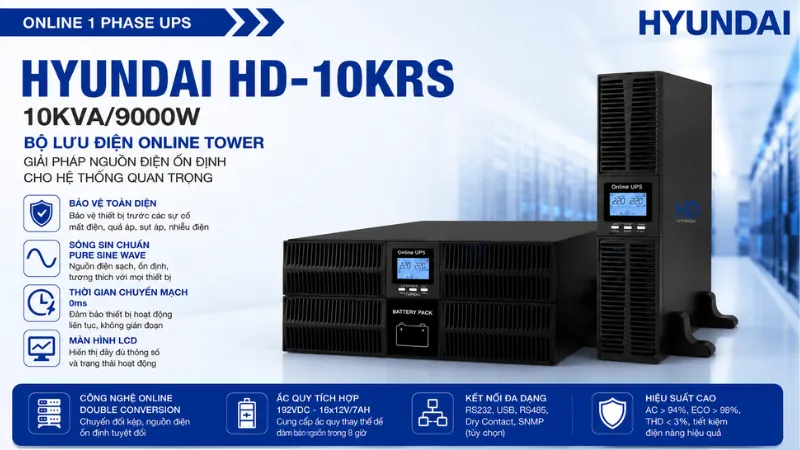 Bộ lưu điện Online Hyundai HD-10KRS chính hãng