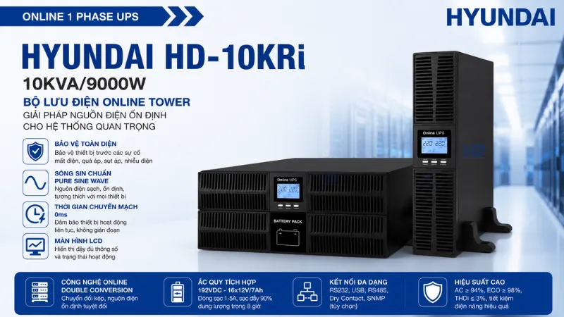 Bộ lưu điện Hyundai HD-10KRi 10kVA/9000W