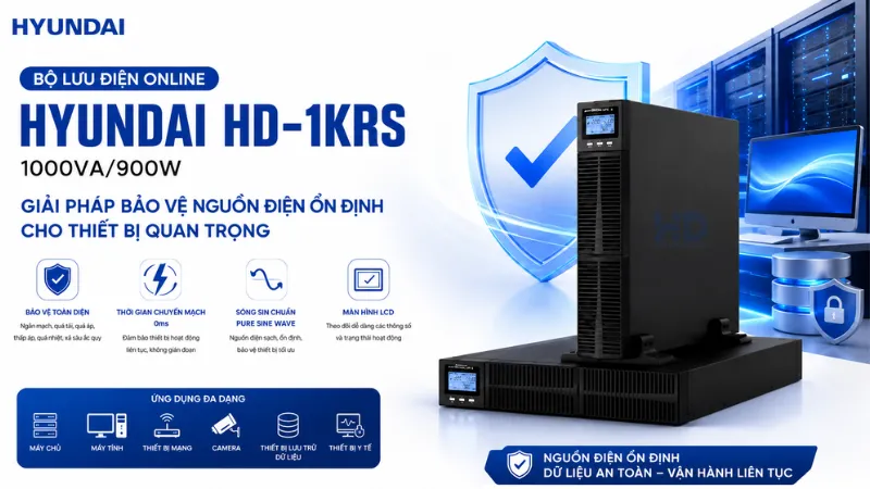 Bộ lưu điện Online Hyundai HD-1KRS 1KVA/900W chính hãng