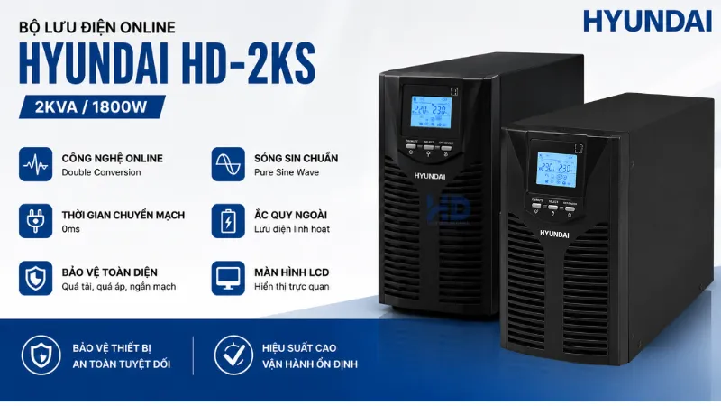 Bộ lưu điện Online Hyundai HD-2KS 2kVA