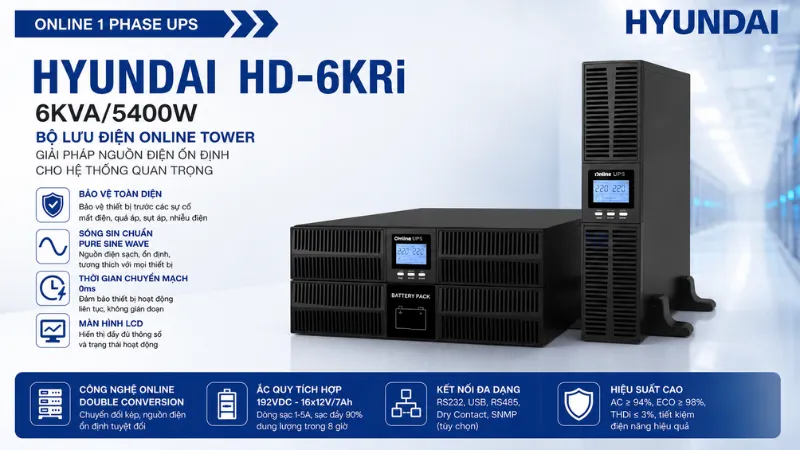 Bộ lưu điện Online Hyundai HD-6KRi chính hãng
