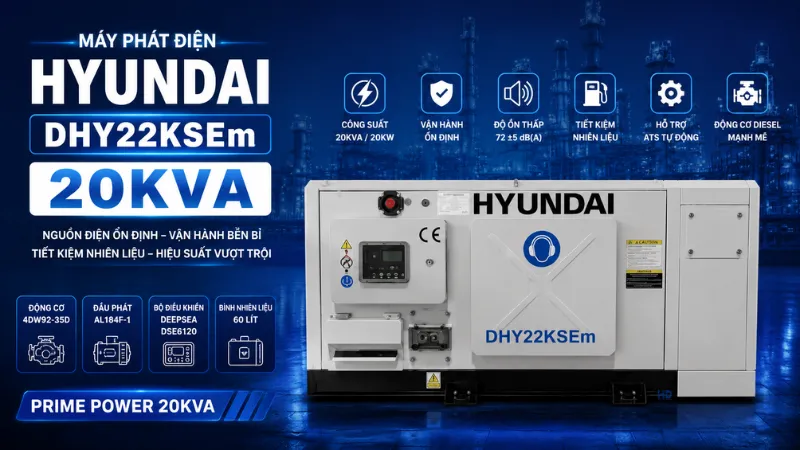 Tổng quan về máy phát điện Hyundai DHY22KSEm chính hãng