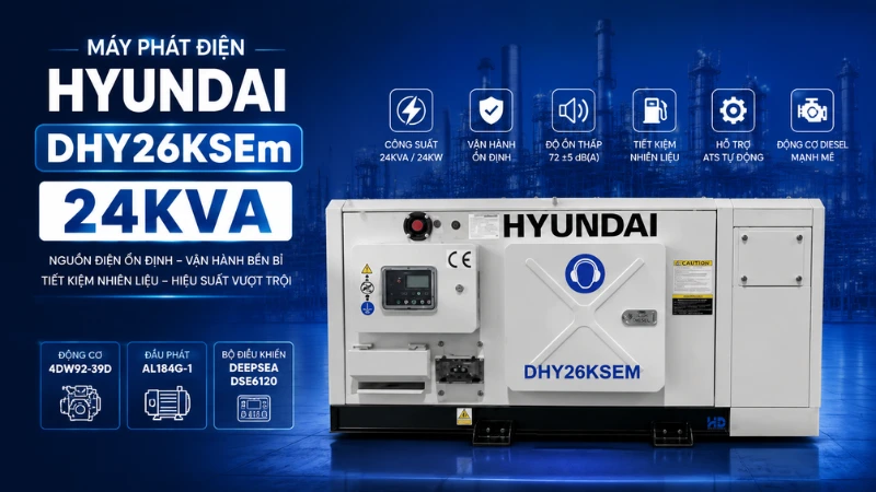 Máy phát điện Hyundai DHY26KSEm 24kVA
