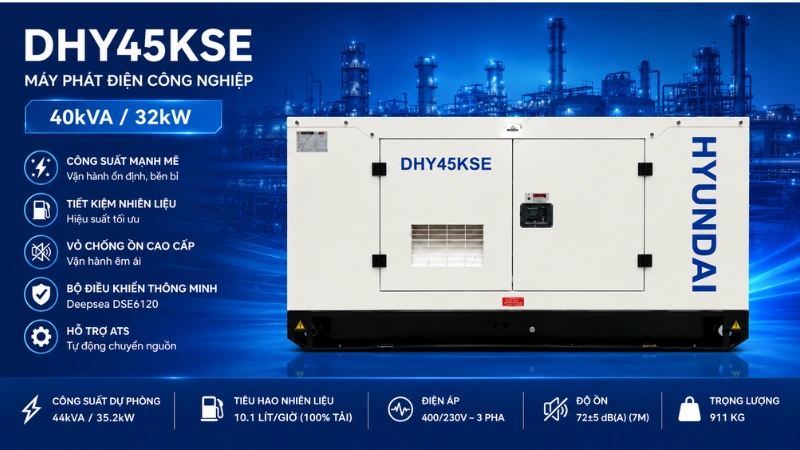 Tổng quan về máy phát điện Hyundai DHY45KSE