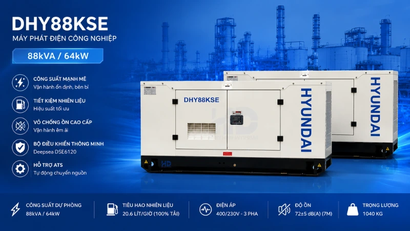Tổng quan về máy phát điện Hyundai DHY88KSE chính hãng