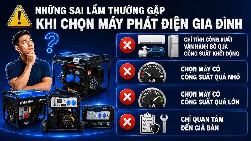 Ảnh minh họa: Những sai lầm thường gặp khi chọn máy phát điện gia đình