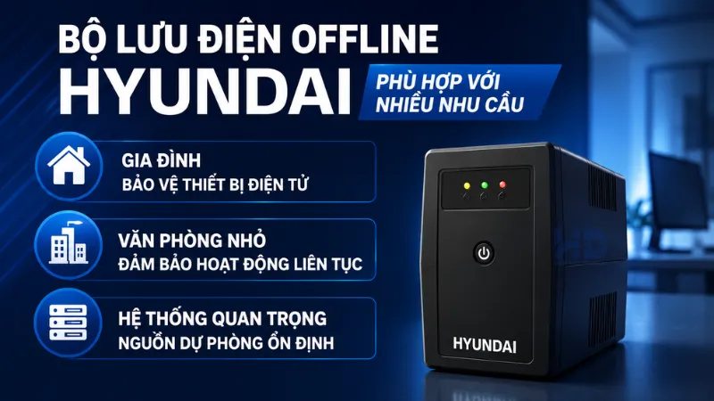 Bộ lưu điện offline hyundai phu hợp với nhiều nhu cầu