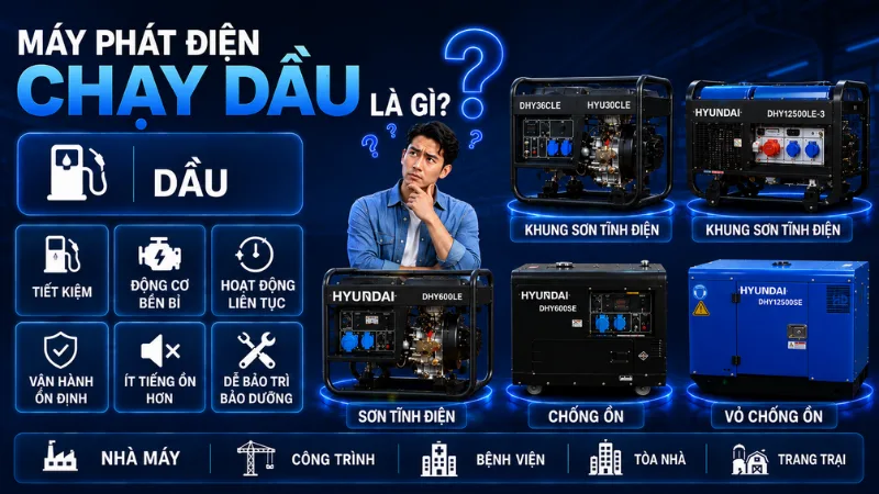 Máy phát điện chạy dầu hay còn gọi là máy phát điện diesel