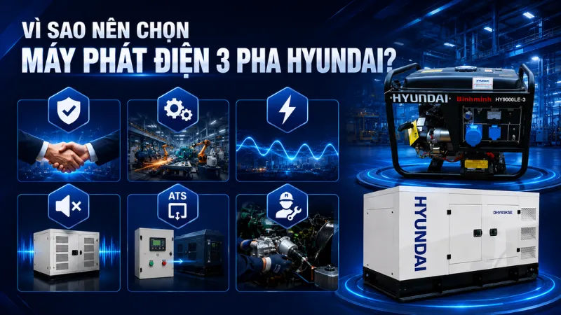 Vì sao chọn máy phát điện hyundai 3 pha chính hãng