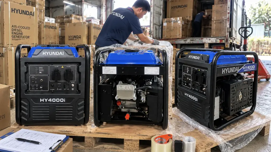 Máy phát điện chạy xăng công suất tối đa 4 KVA HUYNDAI HY4000i chính hãng